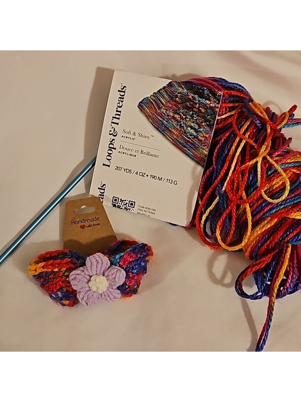 Hand Knit Crochet Flower Barrette Clip Purple - Picture 11 of 17